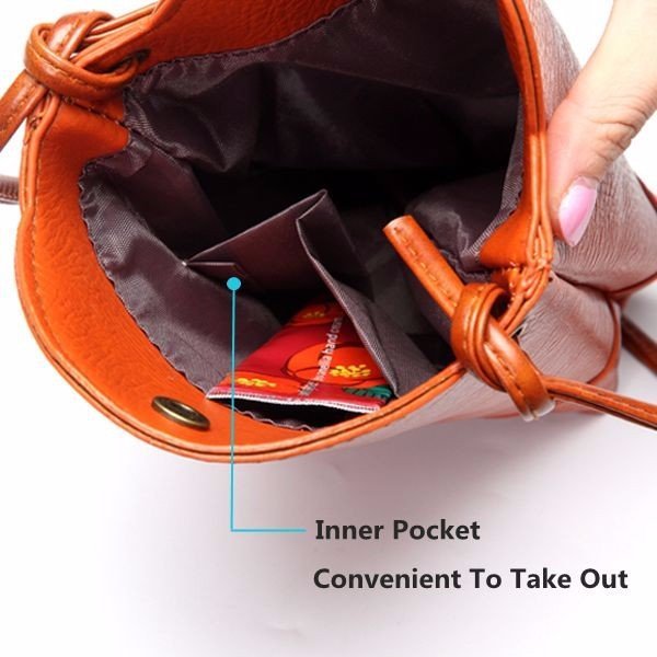 Woman PU Crossbody Bag Little Phone Purse Bucket Bag